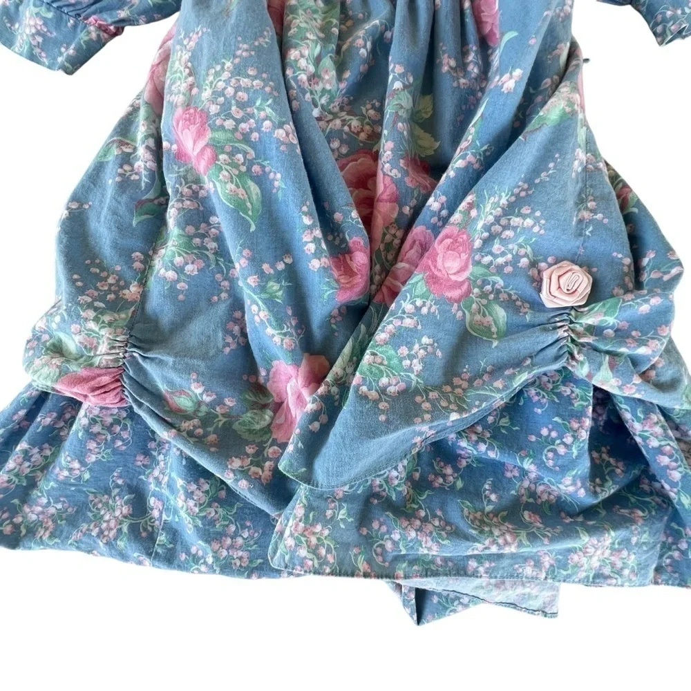 Vintage Sarah Kent Cottagecore Floral Prairie Dress 80s Gone with the Wind Sz 6X